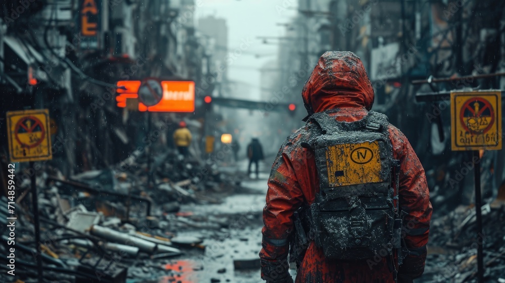 For A Demolition Expert Setting Explosives in a Controlled Demolition Site, Surrounded by Warning Signs For A Demolition Expert Setting Explosives in a Controlled Demolition Site, Surrounded by Warning Signs