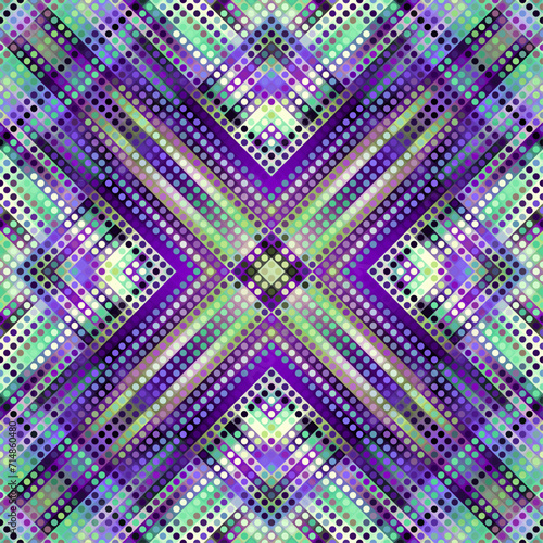 Geometric abstract pattern moire overlay style. Halftone style with small dots. Abstract seamless technology texture. Vector pattern