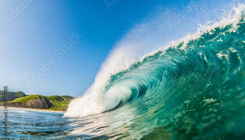 big ocean wave crashing near the coast beautiful nature background