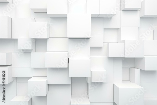 Organized blocks form a wall on white futuristic wallpaper with space. Generative AI