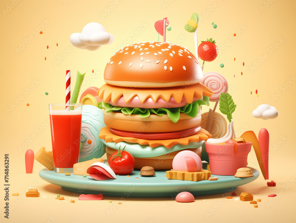 Cute 3D colorful illustration Cute 3D colorful illustration