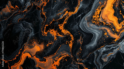 Orange and Black marble background