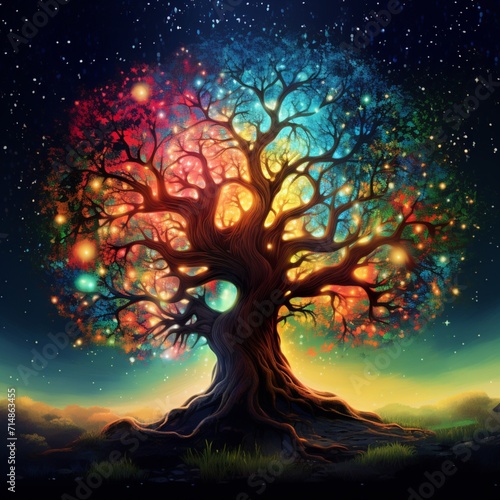 Colorful cute magic tree picture