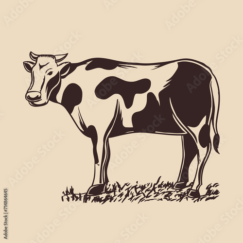 Cow outline vector with hand drawn style