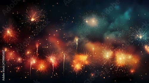 Beautiful creative holiday background with fireworks and sparkles