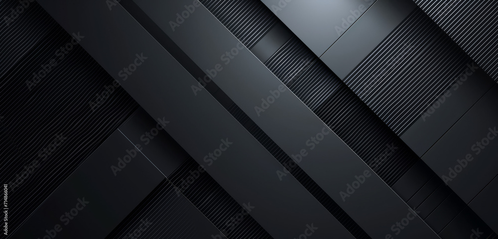 Sleek black geometric shapes on a dark, textured background. Sleek black geometric shapes on a dark, textured background.