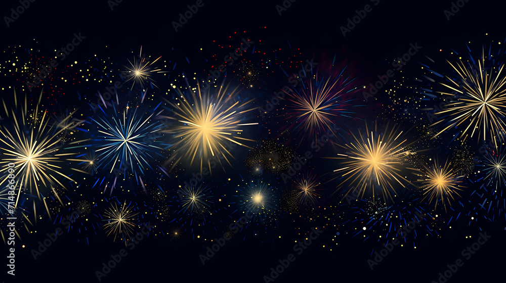 Beautiful creative holiday background with fireworks and sparkles