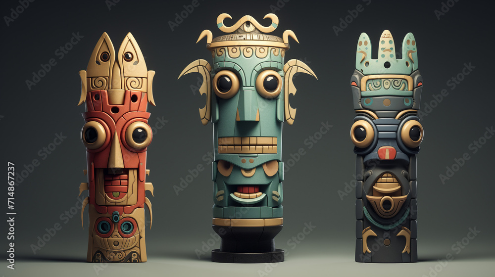 Metallic 3D Totem illustration Metallic 3D Totem illustration