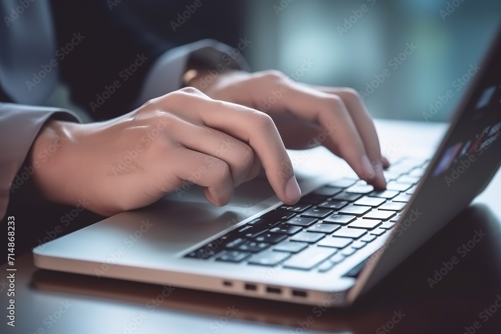 Close-up of hands typing on a laptop keyboard, focus on fingers with blurred background. Close-up of hands typing on a laptop keyboard, focus on fingers with blurred background.