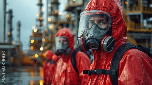 A Hazardous Material (Hazmat) Team Responding to a Chemical Spill in an Industrial Setting
