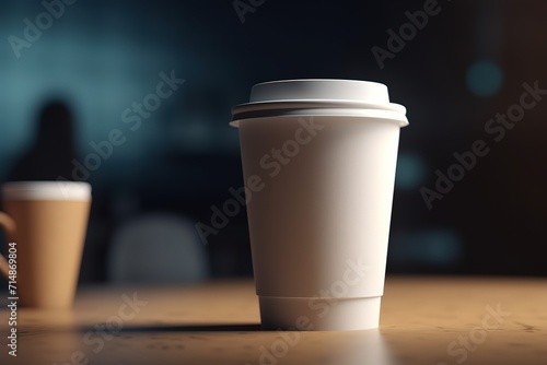 Mockup cup of coffee against black background photo
