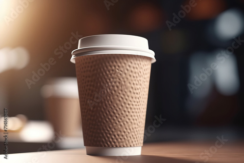 Mockup cup of coffee against black background photo