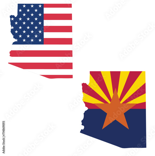 Outline of a map of the U.S. state of 	Arizona  with a flag