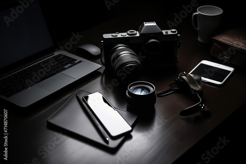 The photographer's desk, digital camera accessories