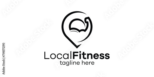 logo design combining the shape of a pin map with muscles, logo design for a fitness center.