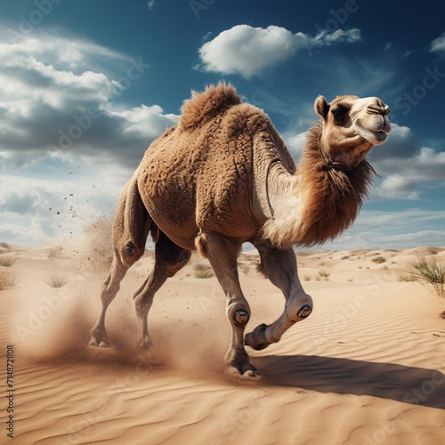 Desert country camel running art images