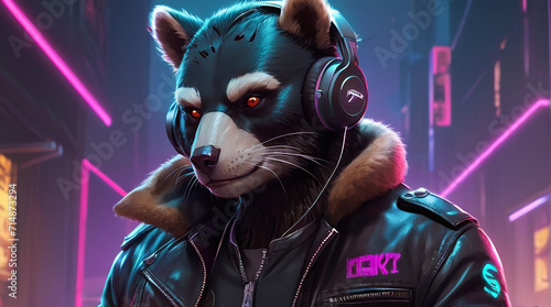 Binturong Synthwave Serenity Down Under by Alex Petruk AI GENERATED