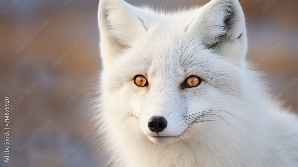 White Arctic Fox in Winter Forest Portrait. White Arctic Fox in Winter Forest Portrait.