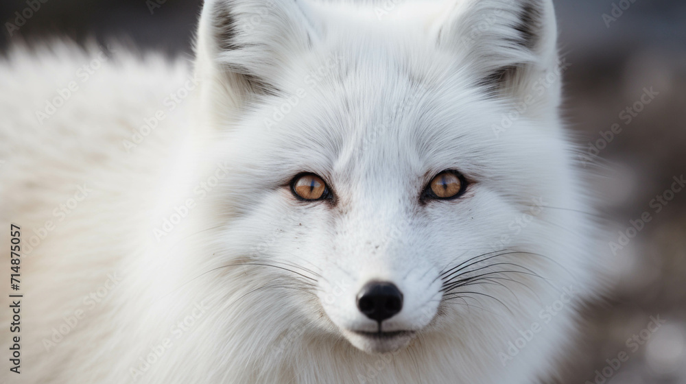 White Arctic Fox in Winter Forest Portrait. White Arctic Fox in Winter Forest Portrait.