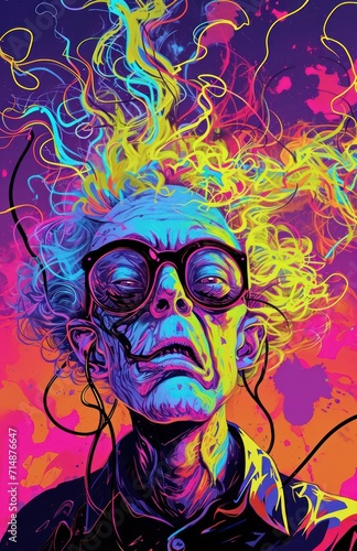 colorful crazy professor