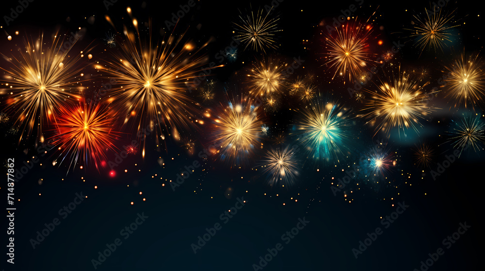 Fototapeta premium Fireworks background for celebration, holiday celebration concept