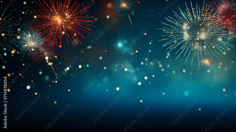 Fototapeta premium Fireworks background for celebration, holiday celebration concept