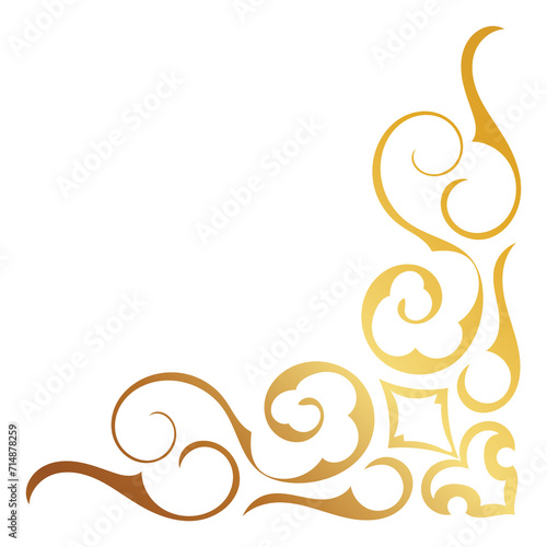 Gold vintage baroque corner ornament retro pattern antique style acanthus. Decorative design filigree calligraphy. You can use for wedding decoration of greeting card and laser cutting.