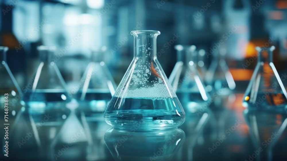 Ammonia Sample in Glass Bottle in Laboratory with Safety Glasses Ammonia Sample in Glass Bottle in Laboratory with Safety Glasses