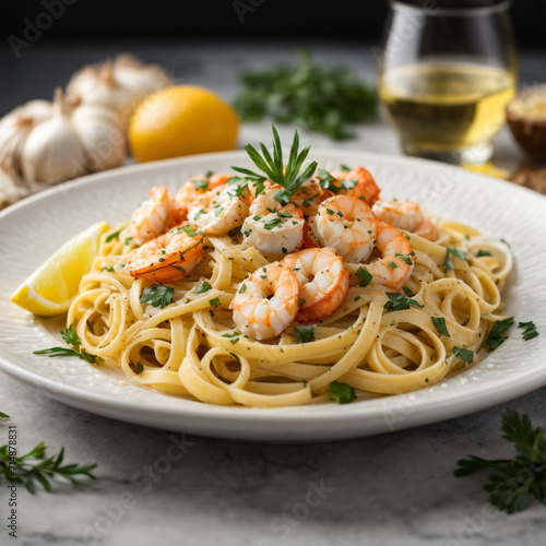 Shrimp Linguine with White Wine Garlic Sauce