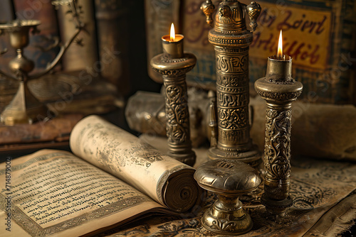Ancient Jewish Artifacts Torah scrolls, menorahs, shofars, or ritualistic objects