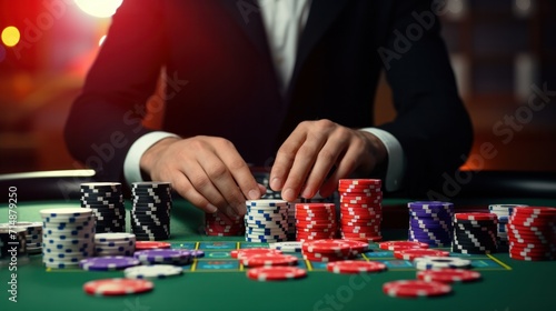 A poker pro going all-in with their entire stack in a bet