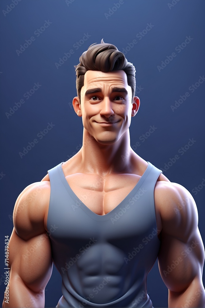 Man Wearing Blue Tank Top Poses for Picture, Casual, Stylish, and Confident. Generative AI. Man Wearing Blue Tank Top Poses for Picture, Casual, Stylish, and Confident. Generative AI.