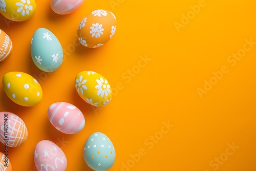 Happy easter decoration background, colorful eggs photo