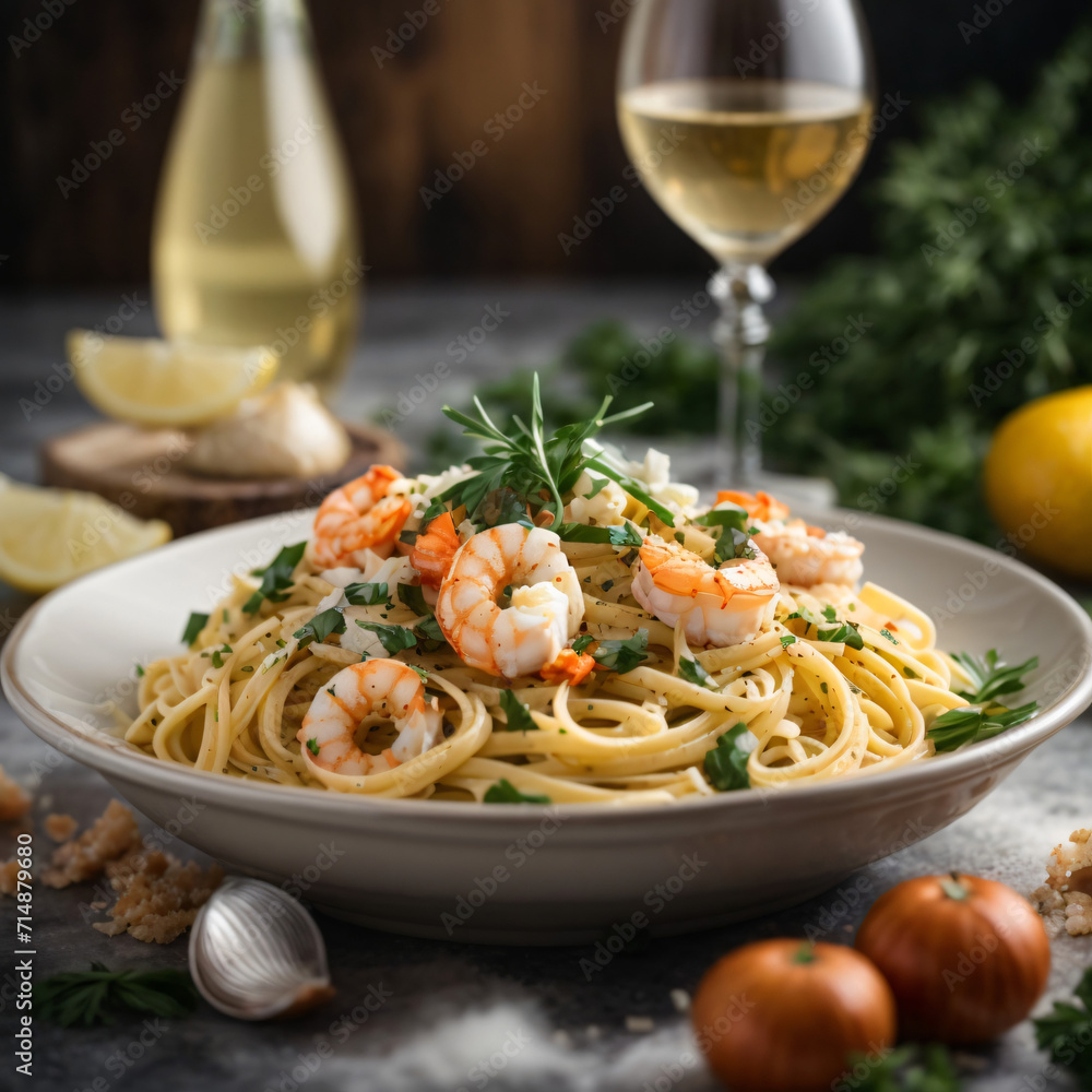 Shrimp Linguine with White Wine Garlic Sauce Shrimp Linguine with White Wine Garlic Sauce