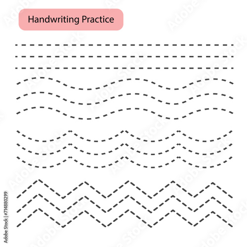 Trace line worksheet for kids. Basic writing. Working pages for children. Preschool or kindergarten worksheet. Trace the pattern.