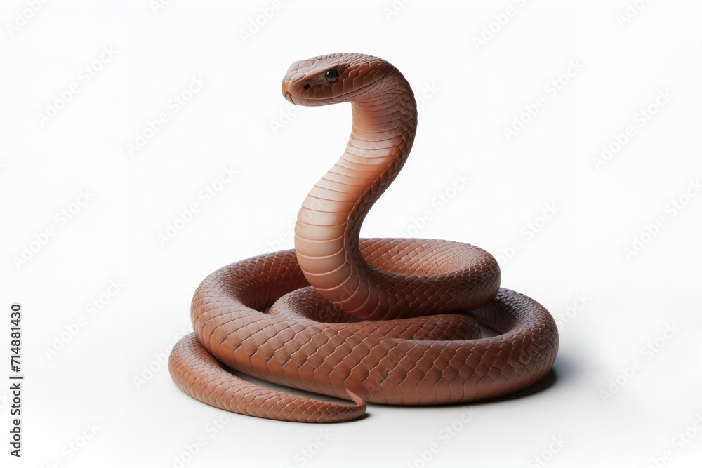 Fototapeta premium Copperhead snake isolated on solid white background. ai generative