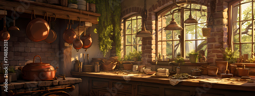 Twilight Warmth: Rustic Charms of an Old-Fashioned Kitchen