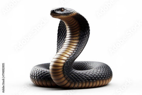King Cobra snake isolated on solid white background. ai generative