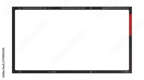 Camera transparent film strip mockup, isolated on white background template frame, real high-res 35mm photo scan analogue sheet negative