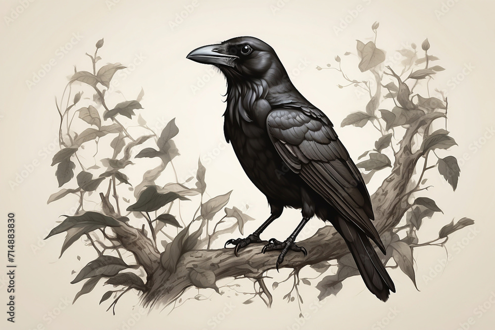 Fototapeta premium Crow's posture and behavior