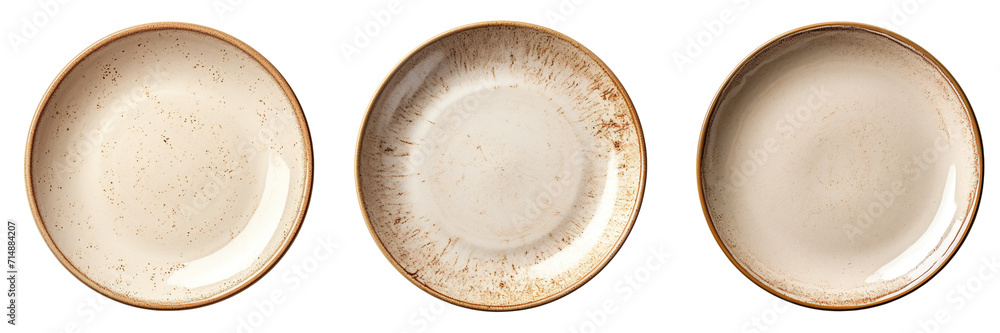 Collection of plates isolated on transparent or white background Collection of plates isolated on transparent or white background