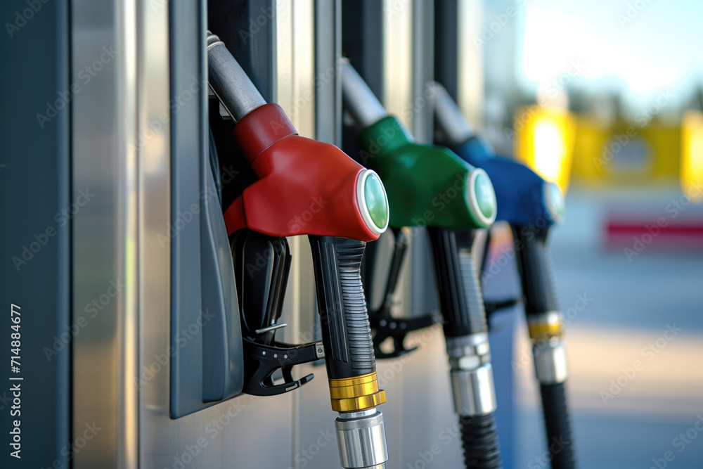 Petrol pump filling fuel nozzle in gas station Petrol pump filling fuel nozzle in gas station