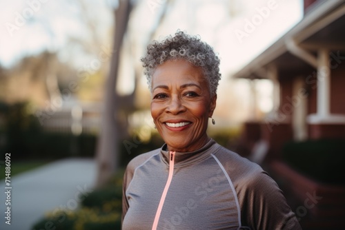 Smiling portrait of a active senior fit woman