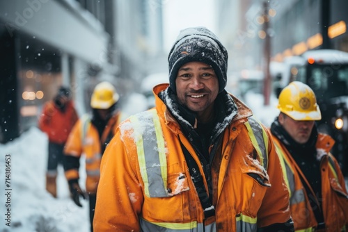 Portrait of a street maintenance worker during winter
