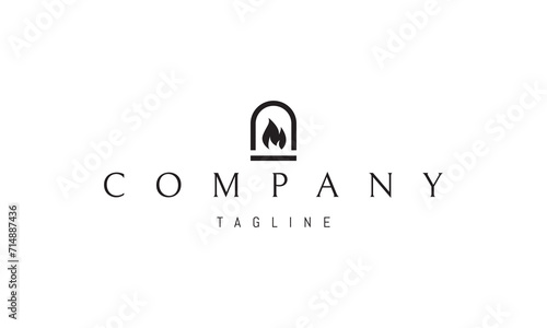 Vector logo with an abstract image of fire in a stove.