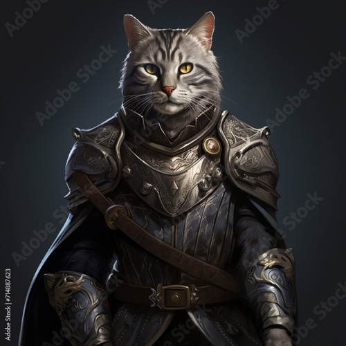 Beautiful cat dressed as warrior picture