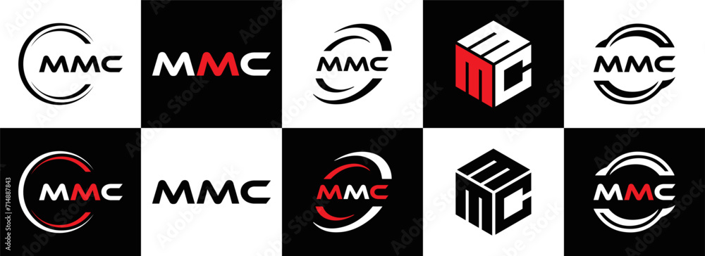 MMC logo. M M C design. White MMC letter. MMC, M M C letter logo design. Initial letter MMC linked circle uppercase monogram logo. M M C letter logo vector design. MMC letter logo design five style.