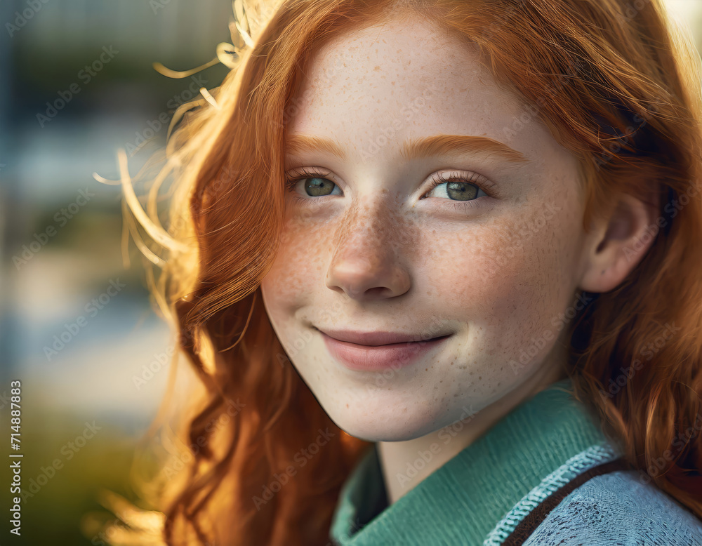 Smiling Redhead Girl Exuding Happiness Smiling Redhead Girl Exuding Happiness