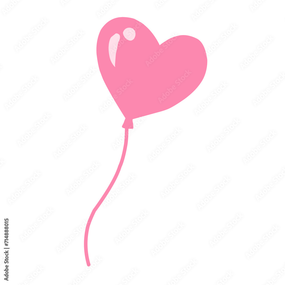 Pink festive balloons with classic shape and heart shape