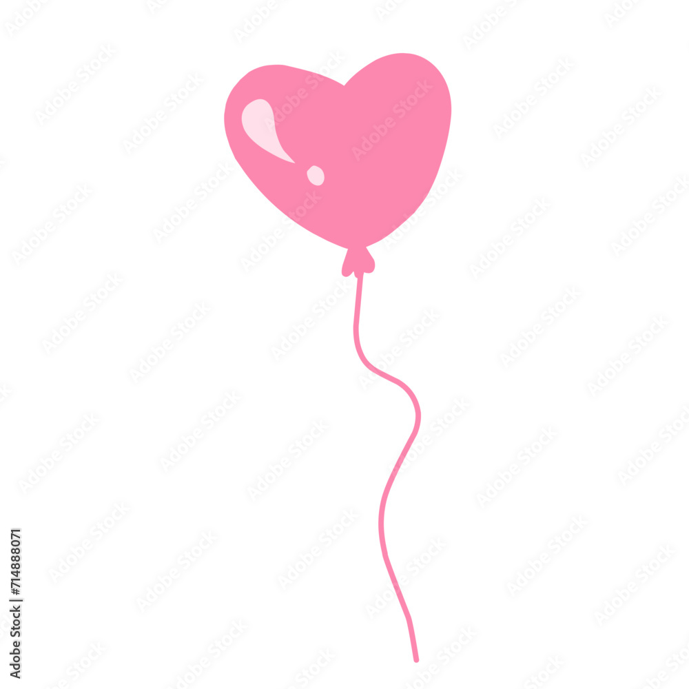 Pink festive balloons with classic shape and heart shape Pink festive balloons with classic shape and heart shape